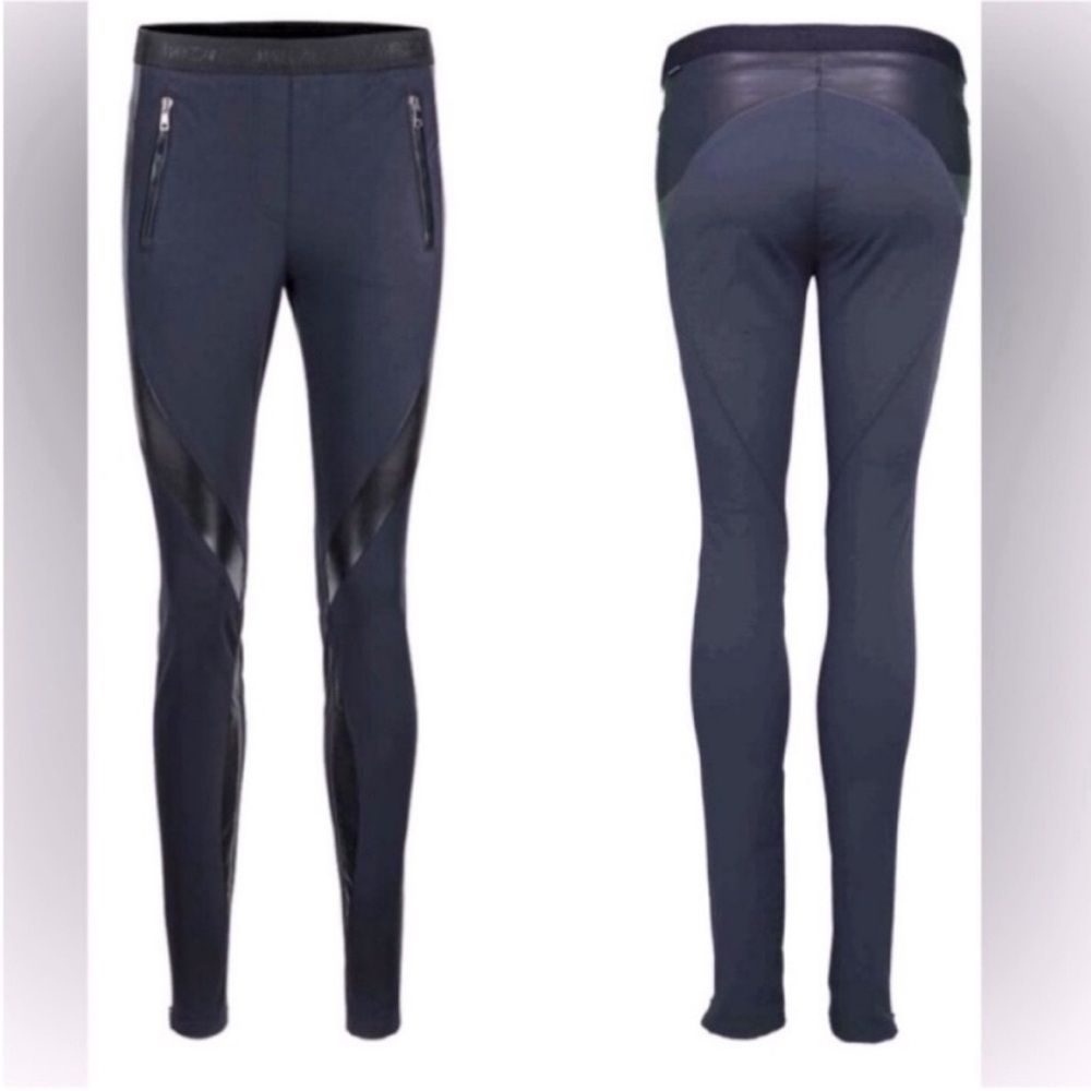 EUC Marc Cain blue with faux black leather motto pants. Great stretch.